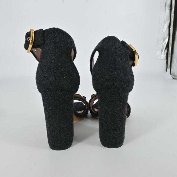 MARNI Gray Felt Rhinestone Block Heels Size 40 - Picture 4 of 13